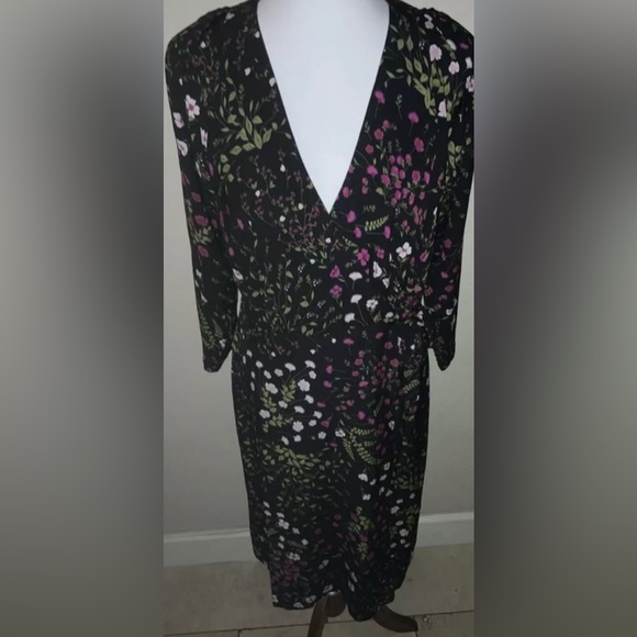 🎉HP🎉New! Joie Acantha 3/4 Sleeve Black Floral Wrap Dress Size Large🌿 - Picture 5 of 12